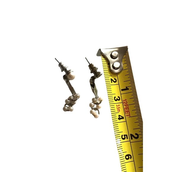 WOMENS SILVER/WHITE TONE DANGLE EARRINGS - Picture 3 of 3